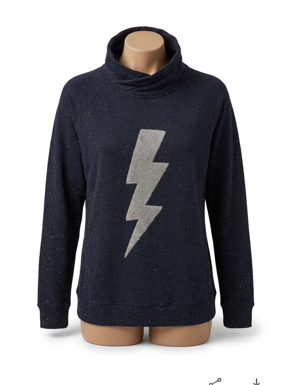 Cowl Neck Grey Lightning Bolt Pullover Womens Teen Sweater Shirt